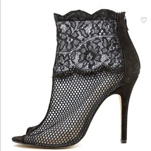 Chinese Laundry Jeopardy peep toe mesh ankle boots